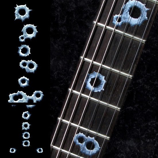 彈孔 日本製 指板貼紙 另有同款琴身貼 仿真鑲嵌貼 民謠吉他 電吉他 貝斯 可用 移除簡單 防水 園之屋 現貨