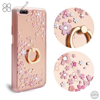 apbs oppo r11 施華彩鑽鏡面指環扣手機殼-天籟之櫻