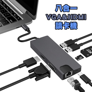 【貝佔】VGA 轉接器 TYPE-C 轉 USB 擴充 PD MacBook M1 M2 讀卡機 HUB 拓展塢 擴充套件塢