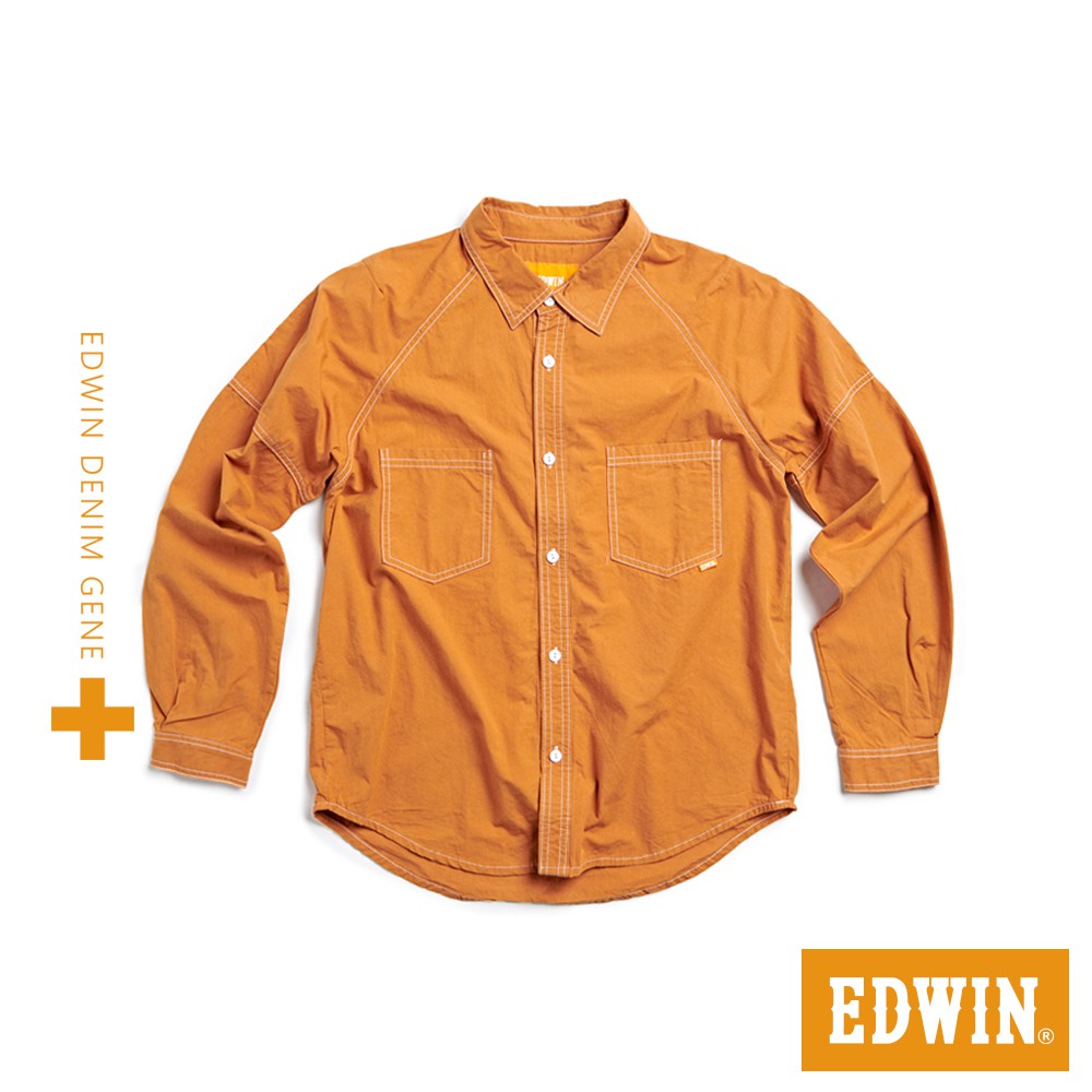 EDWIN PLUS+洗褪工裝長袖襯衫(暗黃色)-男款