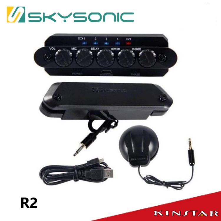 SkySonic R2 共振拾音器 內建Reverb Chorus 免打孔【金聲樂器】