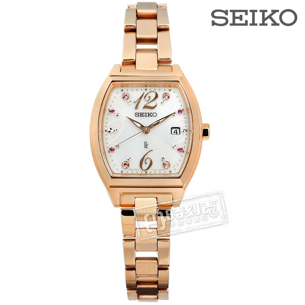 SEIKO 精工 / LUKIA 太陽能不鏽鋼手錶 銀x鍍玫瑰金 / V137-0CE0J / 26mm