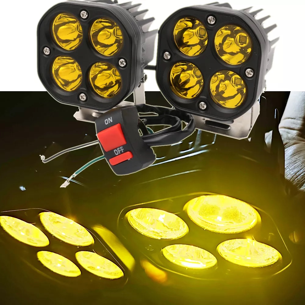 摩托車 Led 工作燈 12V 24V 用於汽車黃色霧燈 4x4 越野摩托車拖拉機駕駛燈白色方形聚光燈帶自由開關
