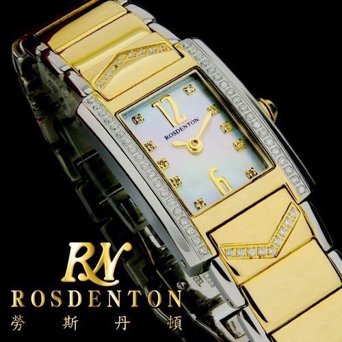 ROSDENTON 勞斯丹頓 女 名媛獨愛氣質晶鑽方形腕錶【3B01LTB-2B 】