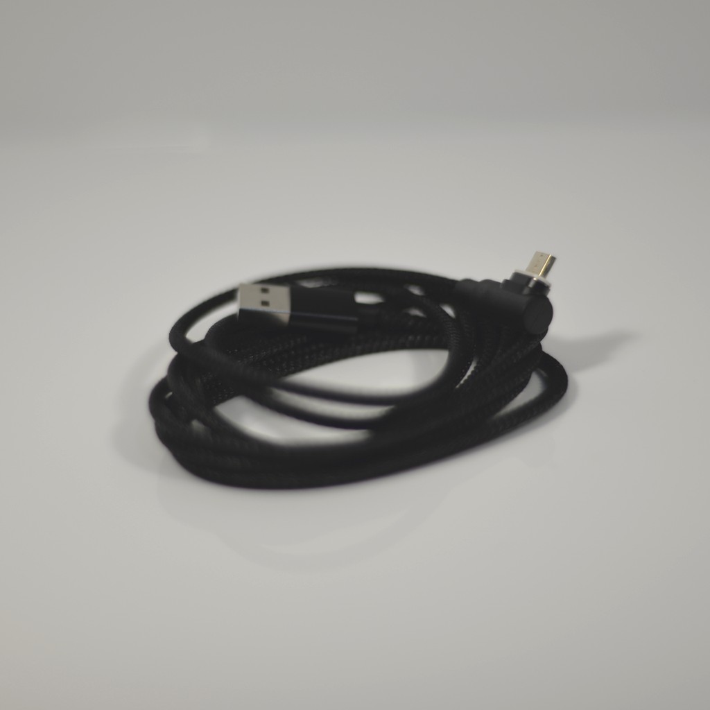 磁吸式90度彎頭充電線 適用於安卓 黑色2米編織線