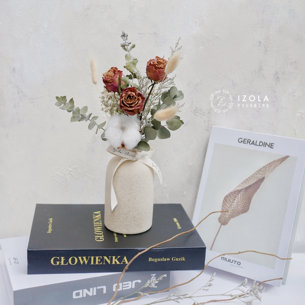 法式鄉村風 玫瑰花 花器 桌上型盆花 聖誕節交換禮物 生日 辦公室 蝦皮購物