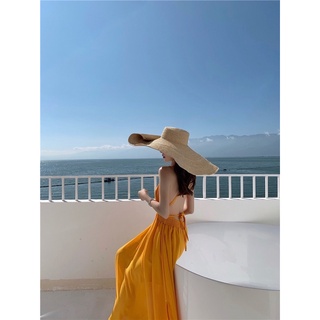 ʟɪᴏɴɴ_現貨🦁️韓系性感綁帶黃橘色露背洋裝 洋裝 長洋裝 泰國旅遊 海邊洋裝 夏天洋裝 度假洋裝 連衣裙 泰國洋裝