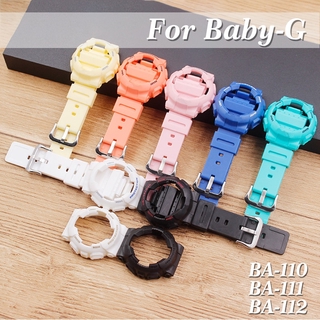 CASIO BABY-G BA-110 112 111 120專用啞光矽膠邊框錶帶適用於卡西歐磨砂矽膠套裝矽膠套錶帶