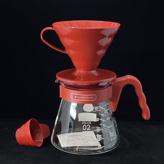 HARIO 紅色樹脂手沖咖啡壺組 2-4杯 VCSD-02R 日本製