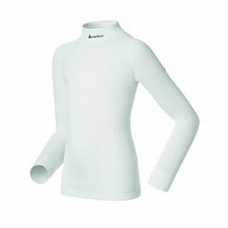 瑞士ODLO銀纖維排汗衣 (OL150199-WHT) 兒童 銀離子長袖高領保暖排汗衣 白