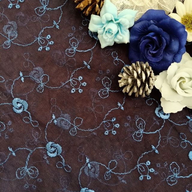雅蕾坊 深藍薔薇花網格布碼蕾絲 Diy手作 文創蕾絲 蝦皮購物