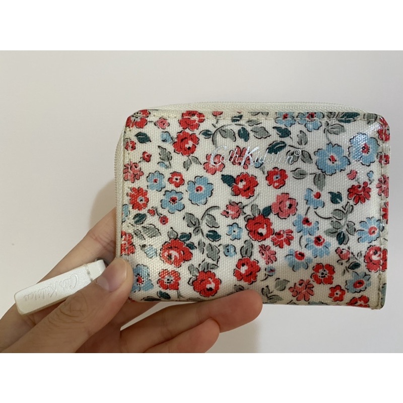 二手Cath kidston 白底紅藍碎花零錢包