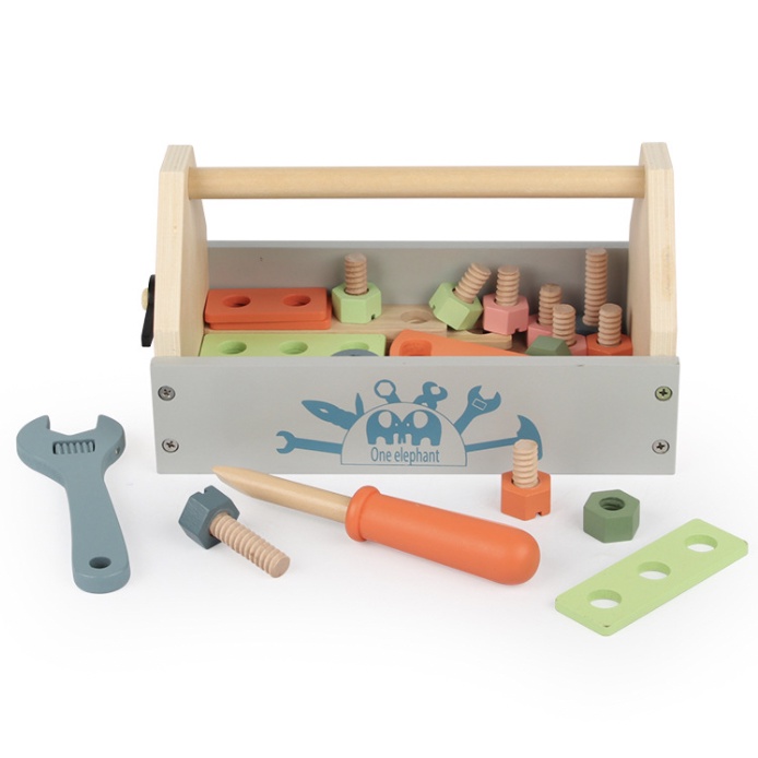 草莓噗噗🍓木製工具箱 工具玩具 工具箱玩具 螺母螺絲玩具