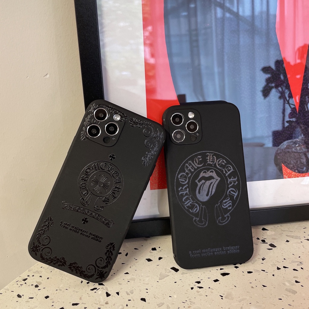 矽膠 全包 霧面 潮牌 克羅心 黑色手機殼 適用於 iphone 13 12 11 pro max XR SE2 手機殼