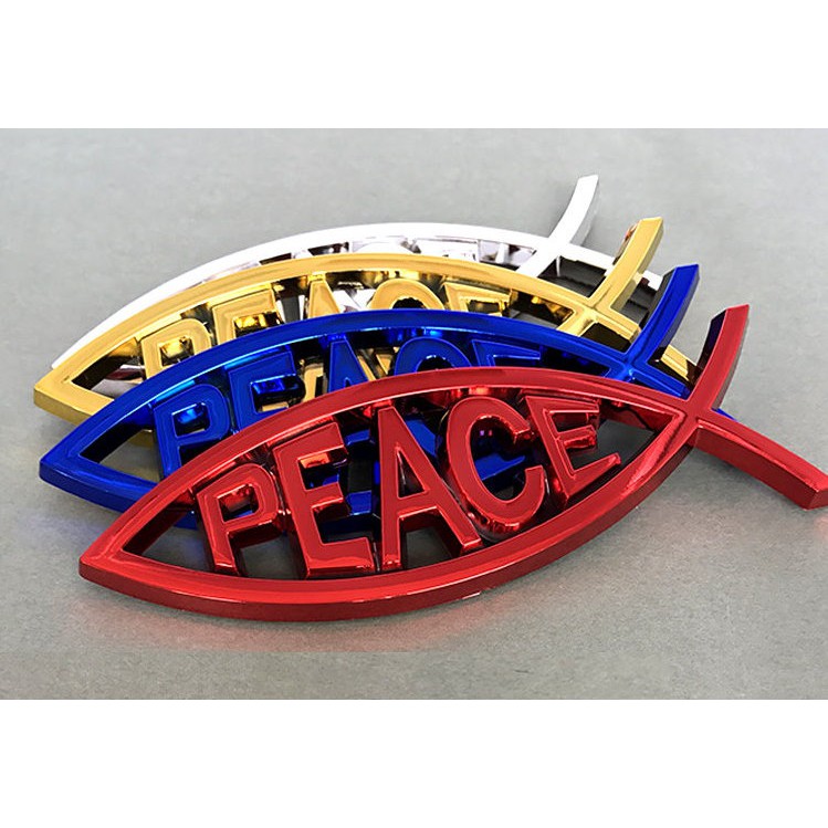 ☆十架之愛☆【全新】3D立體魚形耶穌PEACE車貼 萬用貼 隨意貼 基督福音商品