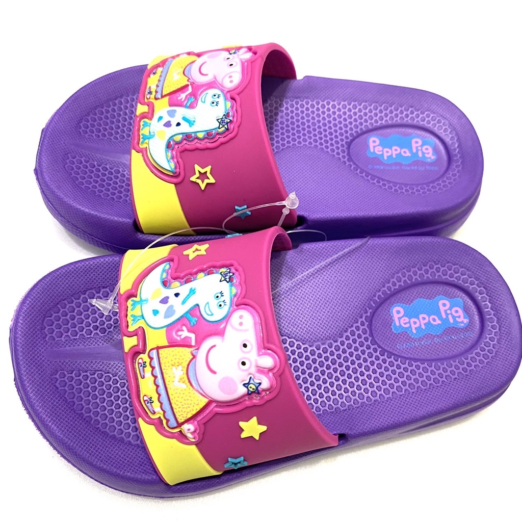 【現貨免運】 正版授權 佩佩豬 Peppa Pig 喬治豬 兒童 防水 輕量 拖鞋 紫色 15-18.5cm