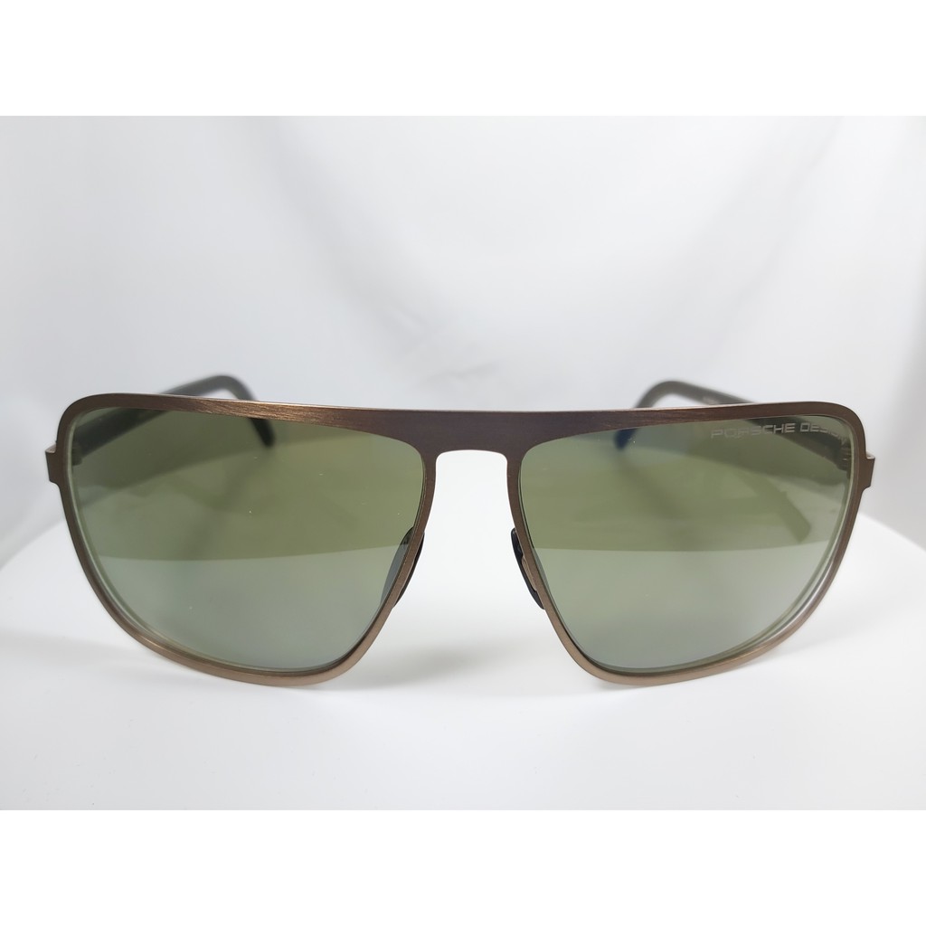 『逢甲眼鏡』PORSCHE DESIGN太陽眼鏡 全新正品 金屬棕方框 墨綠鏡面 【P8641 D】