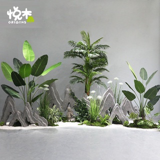 綠植 擺件 盆栽 模擬綠植 植物擺飾 模擬綠植 造景盆栽擺件景觀裝飾辦公室內外樓梯角落大型落地假植物