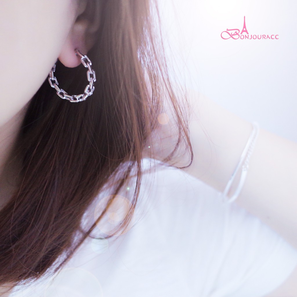 韓國C字鏈造型 耳環 針式耳環 【Bonjouracc】