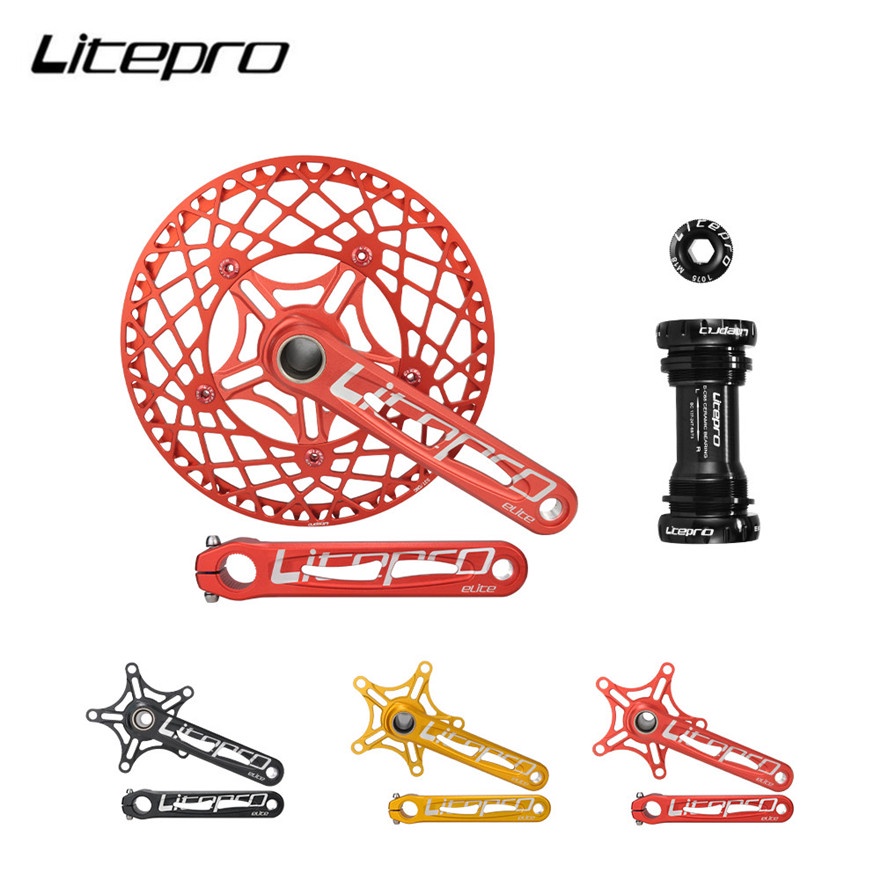Litepro Elite 中空一體式曲柄陶瓷中軸折疊自行車曲柄組 130BCD 單鏈輪鋁合金鏈輪