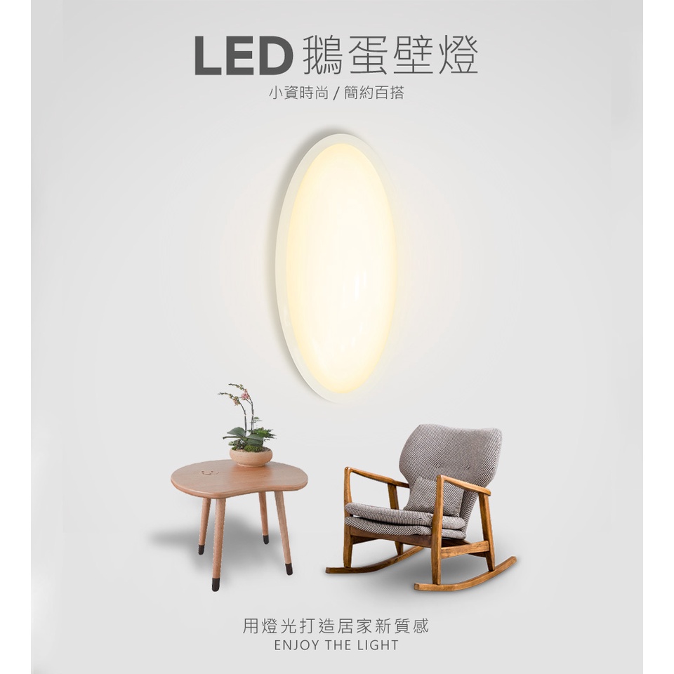 【GS照明】10W LED 鵝蛋壁燈 / 暖白光