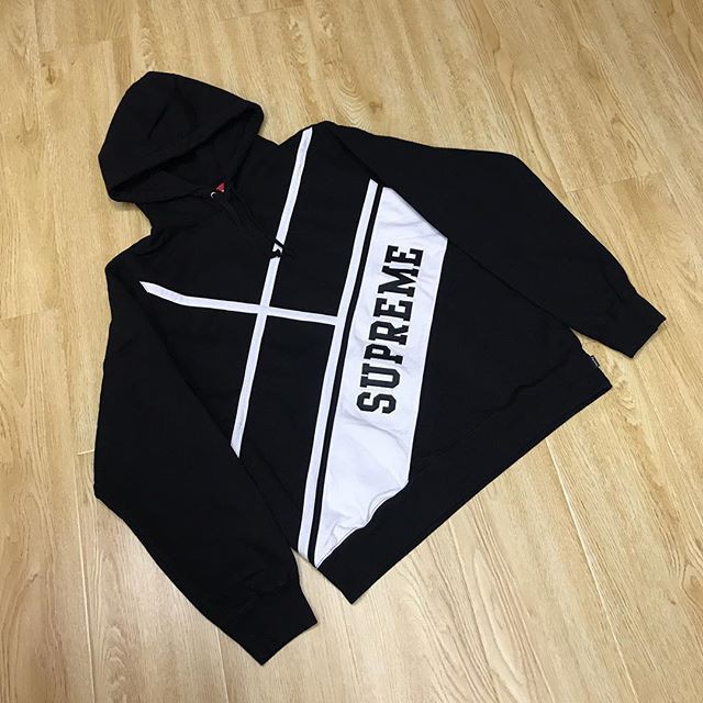 supreme diagonal hooded sweatshirt