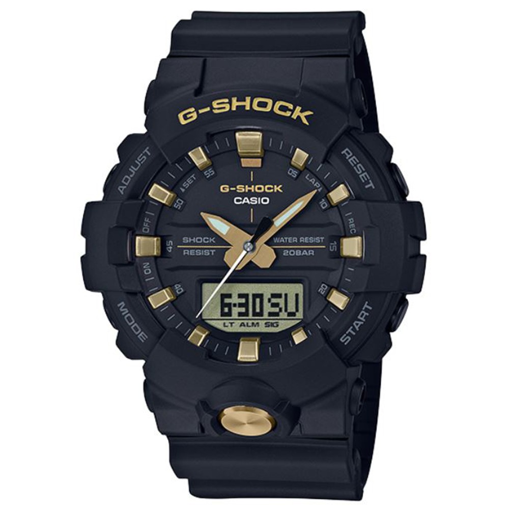 【CASIO】G-SHOCK 立體時刻跳色簡約運動錶-黑X金(GA-810B-1A9)正版宏崑公司貨