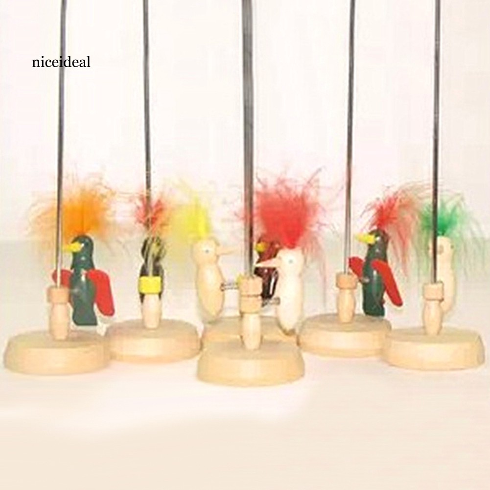 Nic 可愛的木製羽毛彈簧啄木鳥兒童益智玩具桌面裝飾 蝦皮購物