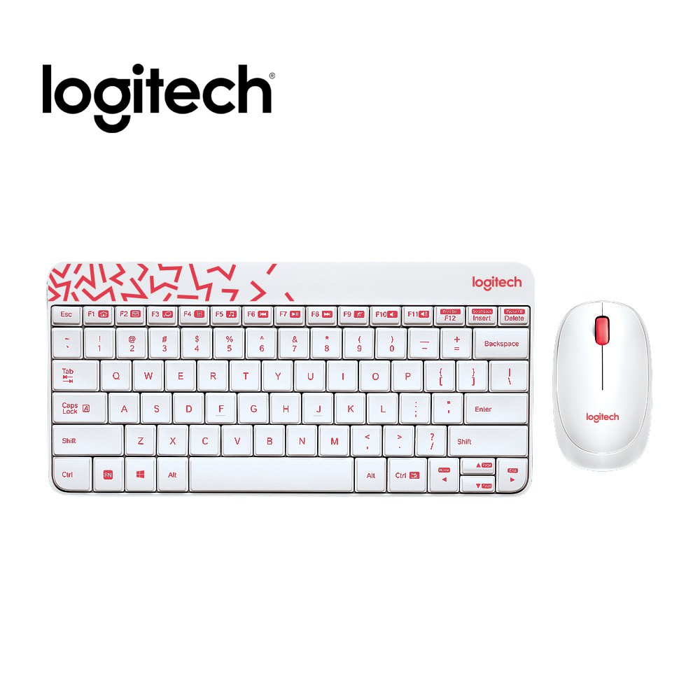 羅技 LOGITECH MK240 NANO 無線鍵盤滑鼠組-白/鮮紅