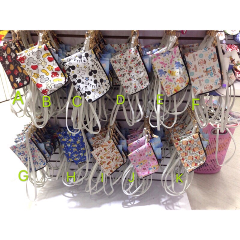 台灣迪士尼授權 愛麗絲 胡迪 米奇 米妮 史迪奇 手機袋附頸掛繩 零錢包 筆袋 萬用袋