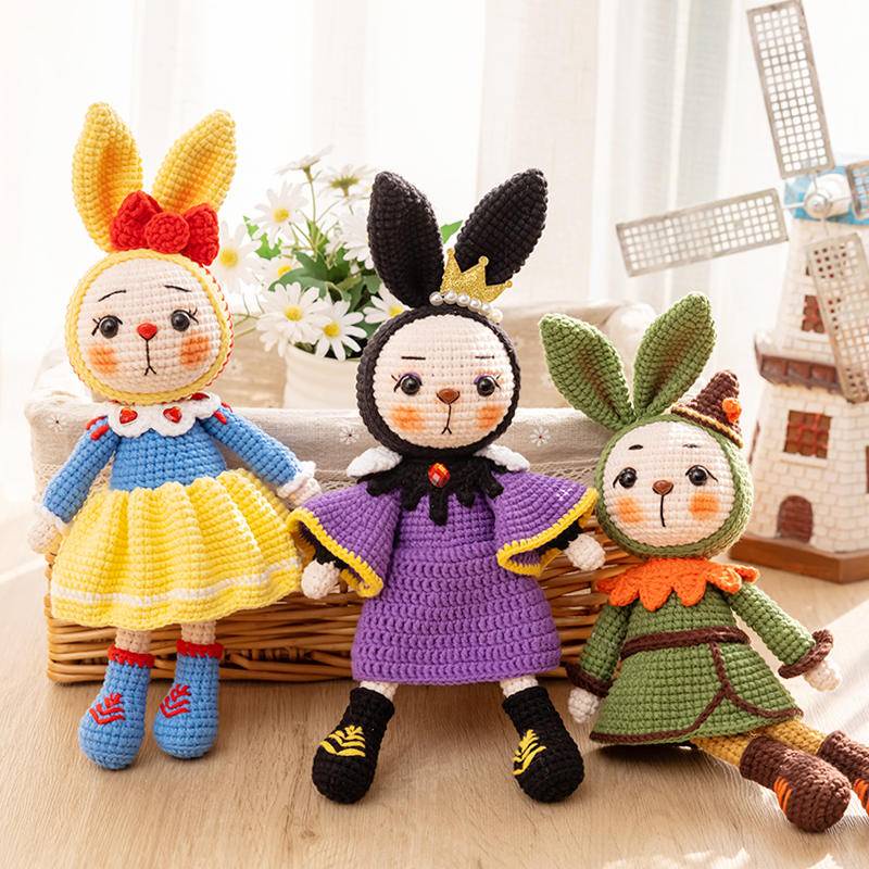 拾光手工 白雪公主兔子玩偶 毛線玩偶 毛線娃娃 手工藝 diy 材料包 編織材料包 娃娃材料包 毛線材料包 鉤針材料包
