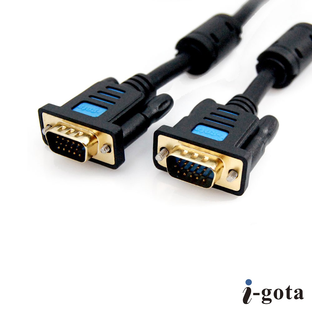 i-gota VGA (3+6) 高階影像傳輸線 D-SUB HD 1080P 監視器 螢幕 磁環 屏蔽 VGA頭 線