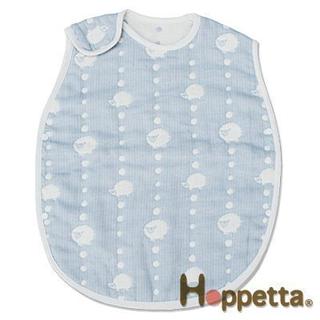 現貨日本製 Hoppetta 六重紗六層紗動物防踢被 綿羊 & 刺蝟 0~3歲M號粉藍色扣子款