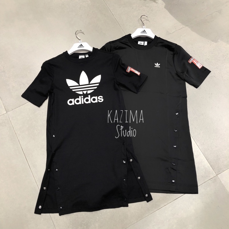 Kazima Adidas Originals 長版 長版上衣 長版洋裝 洋裝 排扣 排扣裙 黑 黑色 大 小 Logo