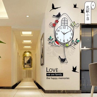 【出貨保固+時鐘掛鐘】創意小鳥鐘表掛鐘客廳歐式現代簡約大氣個性臥室靜音家用時尚鐘表