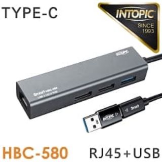 ≈多元化≈附發票 INTOPIC USB3.1 RJ45鋁合金 集線器 HBC-580 內建高速網卡 USB HUB