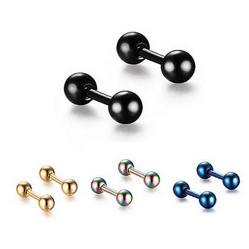 鈦鋼圓球雙頭耳環 多色任選 單支價  鋼針 素色球球耳環 3mm 4mm 耳釘 耳骨針 惡南宅急店【0221D】