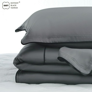 DOTDOT BLACK-JoJo|SF系列(灰色) 床包/兩用被/枕套 台灣工藝|天絲萊賽爾|短耳框|專屬灰滾繩