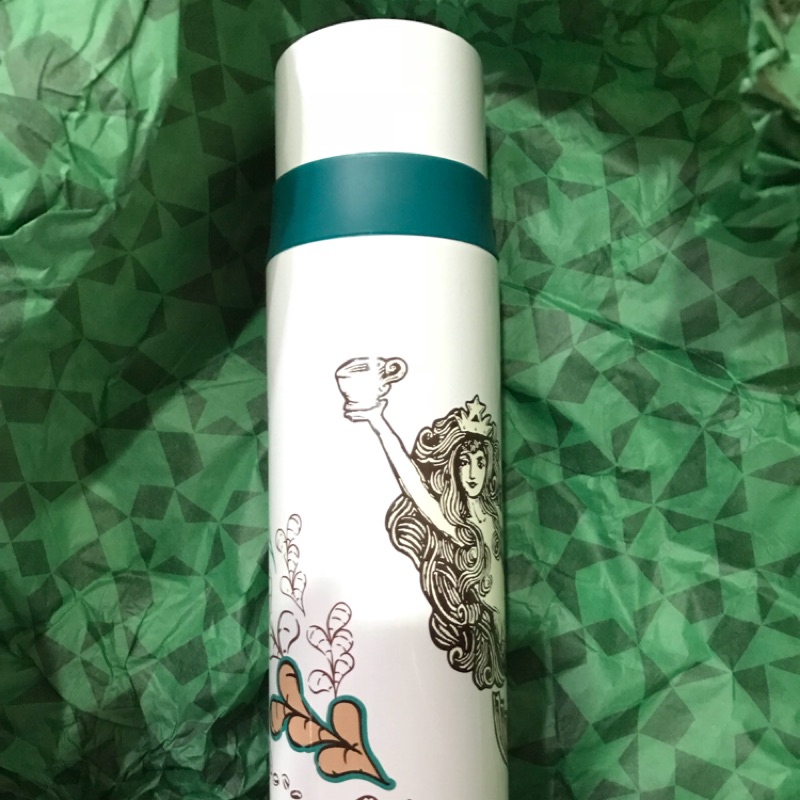 星巴克～女神保溫瓶（白綠）