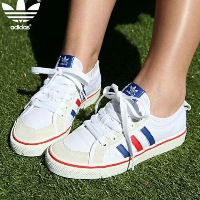 🇰🇷Adidas originals Nizza Lo 三葉草帆布鞋 白紅藍 情侶款 AF6288