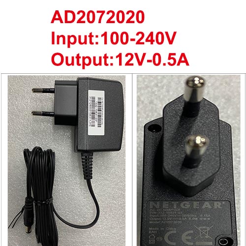 NETGEAR 變壓器 AD2072020 Input 100-240V Output 12V-0.5A(1袋5顆)