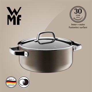【贈不鏽鋼蒸盤+計時器】德國WMF FUSIONTEC 低身湯鍋24CM 4.4L(棕銅色)