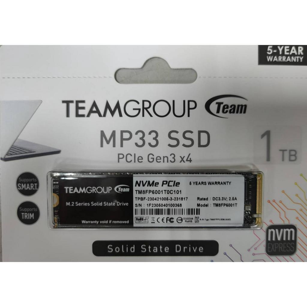TEAM 十銓 MP33  1TB M.2 PCIe SSD 固態硬碟