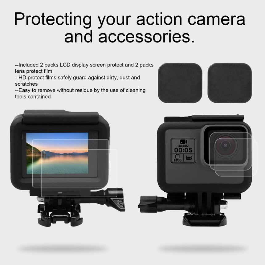 GOPRO อ ม Bestchoiceᴥgopro Hero 6/5 運動相機的屏幕保護鏡頭膜和鏡頭蓋