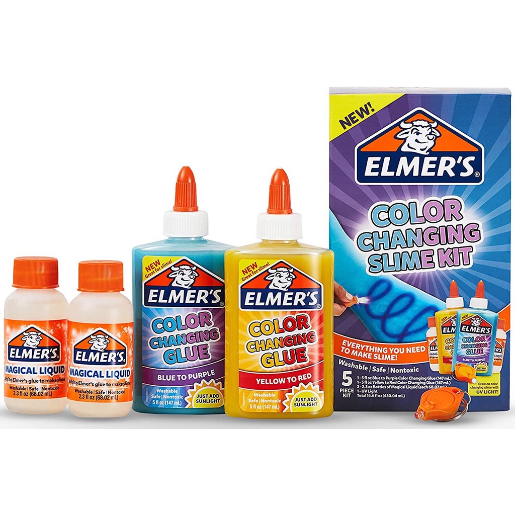 Elmer's 紫外光燈﹢變色史萊姆體驗組 Color Changing Slime Kit 變色膠水x2 +魔法液x2