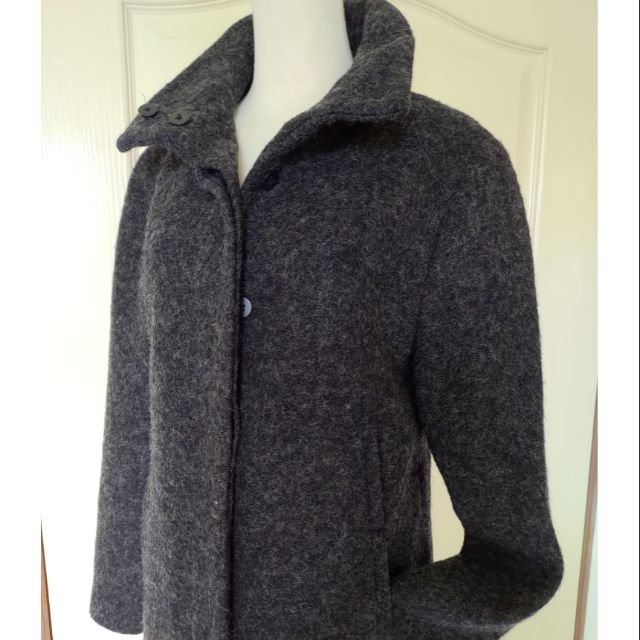 ［99go］全新 G2000 灰黑色 105公分 超長 輕質 毛海 羊毛 外套 7號 長大衣 風衣 80%羊毛