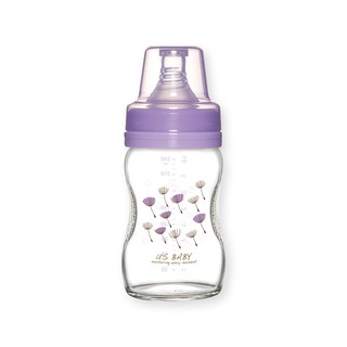 US BABY優生 真母感矽膠矽膠特護玻璃奶瓶-寬口徑240ml(紫)