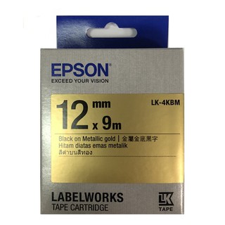 EPSON LK-4KBM S654422標籤帶 金銀系列 12mm 金底黑字(3入裝)