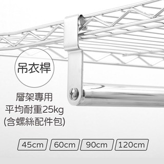 吊衣桿 鐵架 衣櫥 配件 輕型/重型/衝孔 45cm 60cm 90cm 120cm 全尺寸【鐵架收納館｜配件】