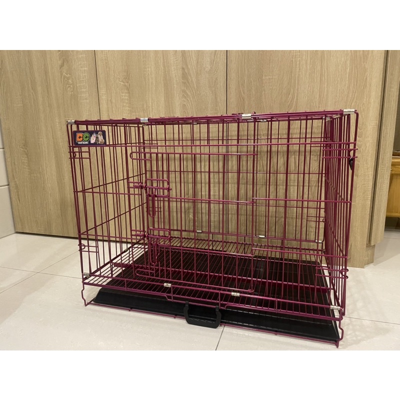 二手 烤漆折疊寵物鐵籠 桃粉色